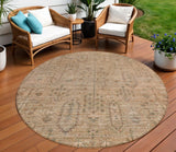 8' Terra Cotta And Copper Round Southwestern Washable Indoor Outdoor Area Rug