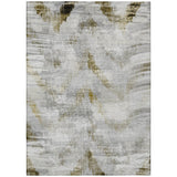 3' X 5' Taupe Gray And Brown Abstract Washable Indoor Outdoor Area Rug