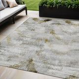 5' X 8' Taupe Gray And Brown Abstract Washable Indoor Outdoor Area Rug
