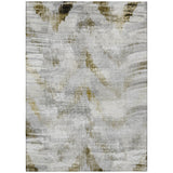 5' X 8' Taupe Gray And Brown Abstract Washable Indoor Outdoor Area Rug