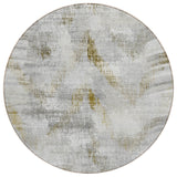 8' Taupe Gray And Brown Round Abstract Washable Indoor Outdoor Area Rug