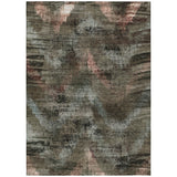 5' X 8' Brown Taupe And Salmon Abstract Washable Indoor Outdoor Area Rug
