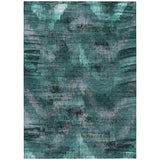 8' X 10' Fern Green And Emerald Abstract Washable Indoor Outdoor Area Rug