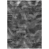 5' X 8' Gray Charcoal And Silver Abstract Washable Indoor Outdoor Area Rug