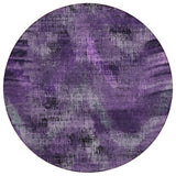8' Purple Lavender And Gray Round Abstract Washable Indoor Outdoor Area Rug