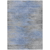 8' X 10' Denim Blue And Sky Blue Abstract Washable Indoor Outdoor Area Rug