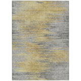 3' X 5' Gold Gray And Charcoal Abstract Washable Indoor Outdoor Area Rug