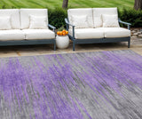 8' X 10' Purple Gray And Charcoal Abstract Washable Indoor Outdoor Area Rug