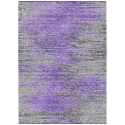 8' X 10' Purple Gray And Charcoal Abstract Washable Indoor Outdoor Area Rug