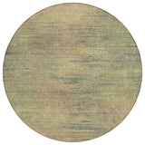 8' Artichoke Green Fern Green And Gold Round Abstract Washable Indoor Outdoor Area Rug