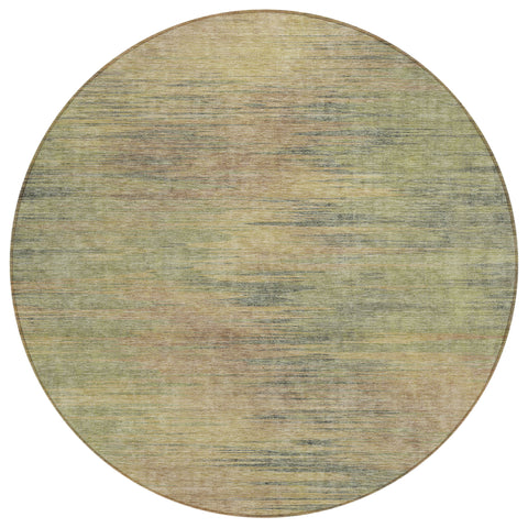8' Artichoke Green Fern Green And Gold Round Abstract Washable Indoor Outdoor Area Rug