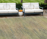 8' X 10' Artichoke Green Fern Green And Gold Abstract Washable Indoor Outdoor Area Rug
