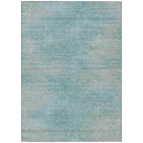 5' X 8' Aqua Teal Blue And Gray Abstract Washable Indoor Outdoor Area Rug