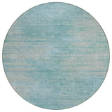8' Aqua Teal Blue And Gray Round Abstract Washable Indoor Outdoor Area Rug