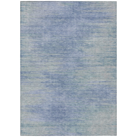 3' X 5' Denim Blue And Sky Blue Abstract Washable Indoor Outdoor Area Rug