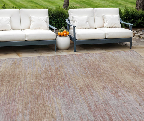 8' X 10' Merlot And Beige Abstract Washable Indoor Outdoor Area Rug
