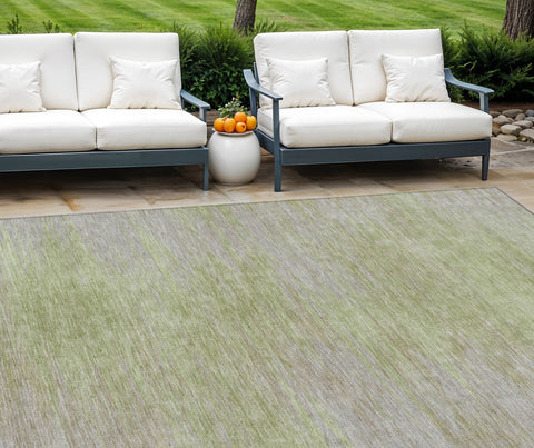 8' X 10' Sage And Artichoke Green Abstract Washable Indoor Outdoor Area Rug