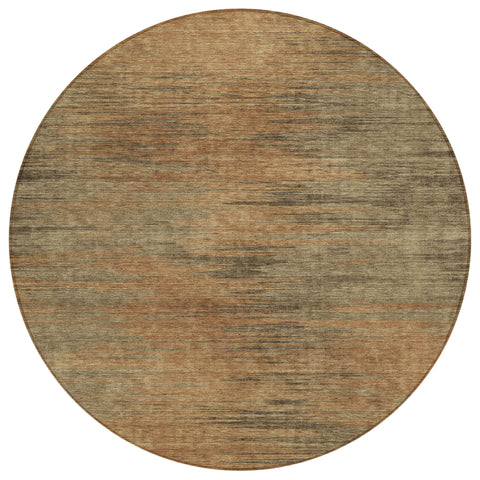 8' Terra Cotta Brown And Copper Round Abstract Washable Indoor Outdoor Area Rug