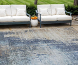 8' X 10' Navy Blue And Taupe Abstract Washable Indoor Outdoor Area Rug