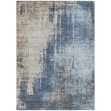 8' X 10' Navy Blue And Taupe Abstract Washable Indoor Outdoor Area Rug