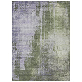 3' X 5' Olive Green And Purple Abstract Washable Indoor Outdoor Area Rug