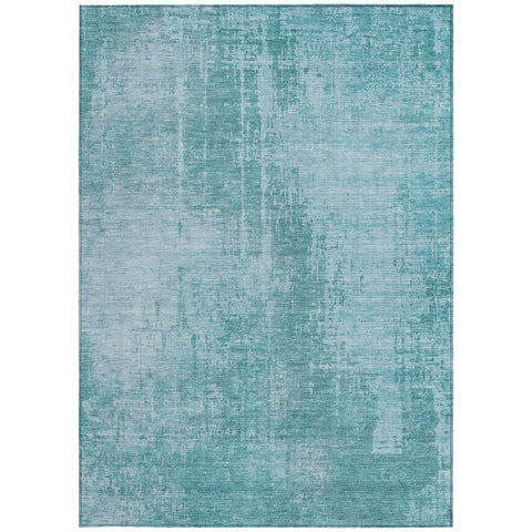 3' X 5' Aqua Teal Blue And Gray Abstract Washable Indoor Outdoor Area Rug