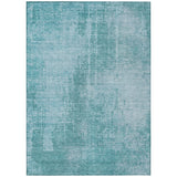 8' X 10' Aqua Teal Blue And Gray Abstract Washable Indoor Outdoor Area Rug