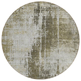 8' Brown And Tan Round Abstract Washable Indoor Outdoor Area Rug