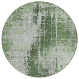 8' Fern Green And Green Round Abstract Washable Indoor Outdoor Area Rug