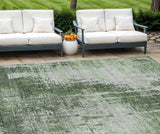 8' X 10' Fern Green And Green Abstract Washable Indoor Outdoor Area Rug