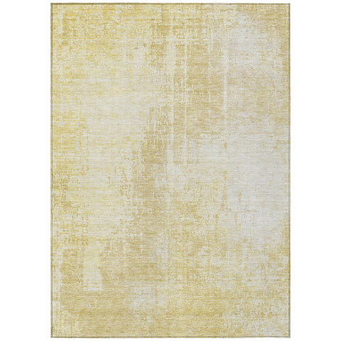 3' X 5' Gold Ivory And Beige Abstract Washable Indoor Outdoor Area Rug