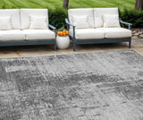 8' X 10' Gray Charcoal And Silver Abstract Washable Indoor Outdoor Area Rug