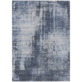 8' X 10' Navy Blue And Sky Blue Abstract Washable Indoor Outdoor Area Rug
