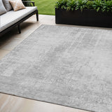 5' X 8' Silver And Gray Abstract Washable Indoor Outdoor Area Rug