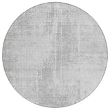 8' Silver And Gray Round Abstract Washable Indoor Outdoor Area Rug