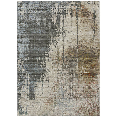 5' X 8' Beige Brown And Gray Abstract Washable Indoor Outdoor Area Rug