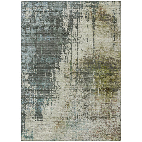 8' X 10' Sage Beige And Brown Abstract Washable Indoor Outdoor Area Rug