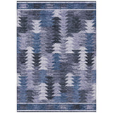 8' X 10' Navy Blue And Sky Blue Southwestern Washable Indoor Outdoor Area Rug