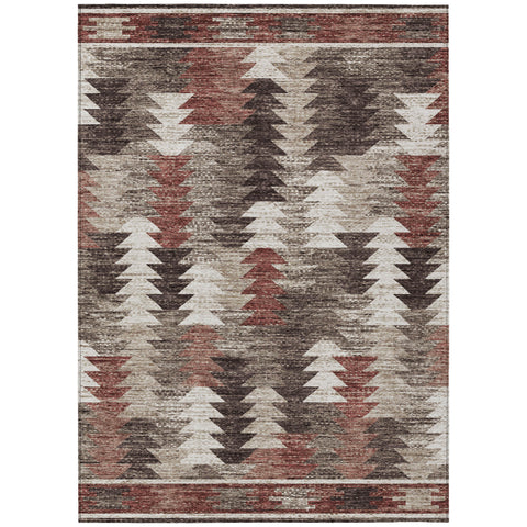 3' X 5' Brown And Ivory Southwestern Washable Indoor Outdoor Area Rug