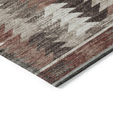 8' Brown And Ivory Round Southwestern Washable Indoor Outdoor Area Rug