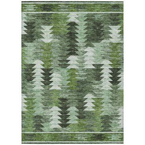 3' X 5' Olive Green And Fern Green Southwestern Washable Indoor Outdoor Area Rug