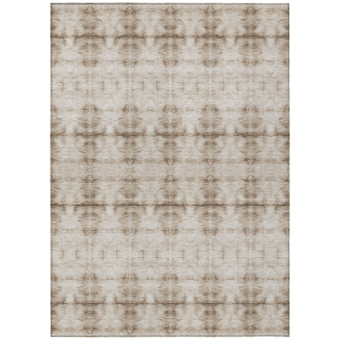 3' X 5' Beige Taupe And Tan Geometric Washable Indoor Outdoor Area Rug