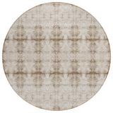 8' Beige Taupe And Tan Round Geometric Washable Indoor Outdoor Area Rug
