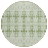 8' Sage And Green Round Geometric Washable Indoor Outdoor Area Rug