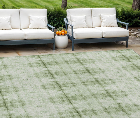 8' X 10' Sage And Green Geometric Washable Indoor Outdoor Area Rug