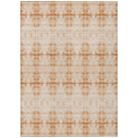 8' X 10' Salmon And Ivory Geometric Washable Indoor Outdoor Area Rug