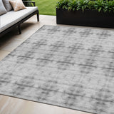 5' X 8' Silver And Gray Geometric Washable Indoor Outdoor Area Rug