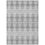 5' X 8' Silver And Gray Geometric Washable Indoor Outdoor Area Rug