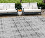 8' X 10' Silver And Gray Geometric Washable Indoor Outdoor Area Rug