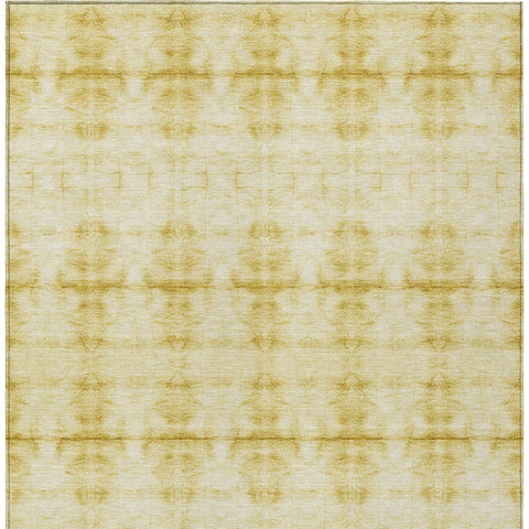 3' X 5' Wheat And Gold Geometric Washable Indoor Outdoor Area Rug